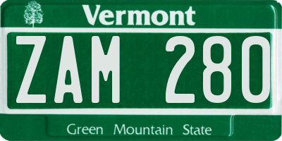 VT license plate ZAM280