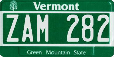 VT license plate ZAM282