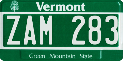 VT license plate ZAM283