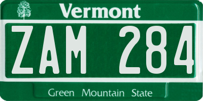 VT license plate ZAM284