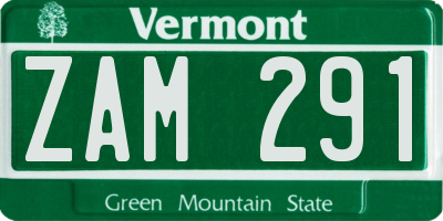 VT license plate ZAM291