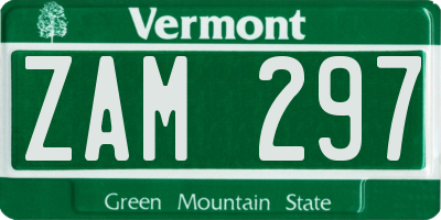 VT license plate ZAM297