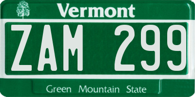 VT license plate ZAM299