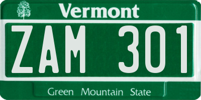 VT license plate ZAM301