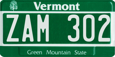 VT license plate ZAM302