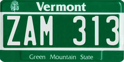 VT license plate ZAM313