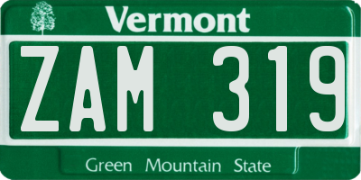VT license plate ZAM319