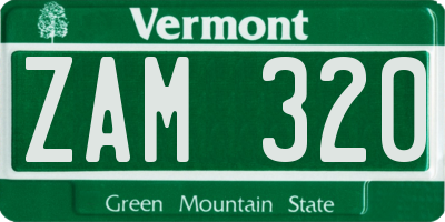 VT license plate ZAM320