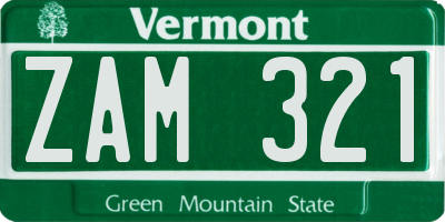 VT license plate ZAM321
