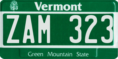 VT license plate ZAM323