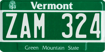 VT license plate ZAM324