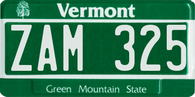 VT license plate ZAM325