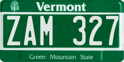 VT license plate ZAM327