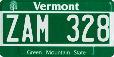 VT license plate ZAM328
