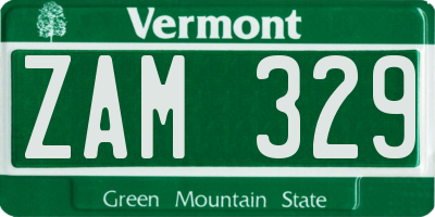 VT license plate ZAM329