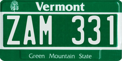 VT license plate ZAM331
