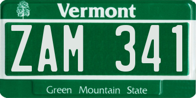 VT license plate ZAM341