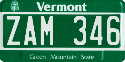 VT license plate ZAM346