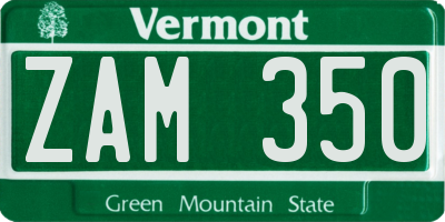 VT license plate ZAM350