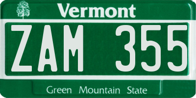 VT license plate ZAM355