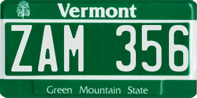 VT license plate ZAM356