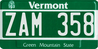 VT license plate ZAM358