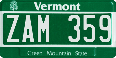 VT license plate ZAM359