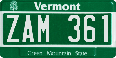 VT license plate ZAM361
