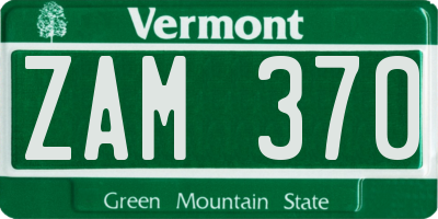 VT license plate ZAM370