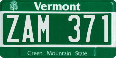 VT license plate ZAM371