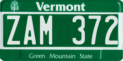 VT license plate ZAM372