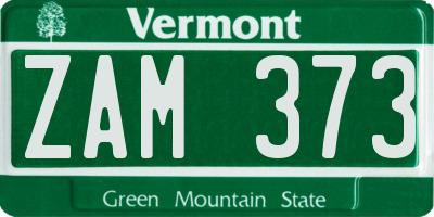 VT license plate ZAM373