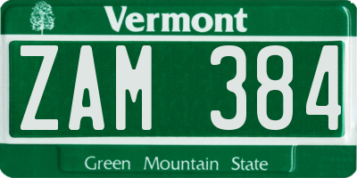 VT license plate ZAM384