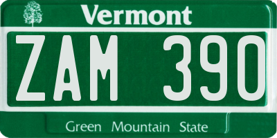 VT license plate ZAM390