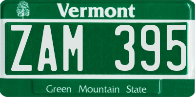 VT license plate ZAM395