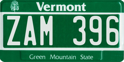 VT license plate ZAM396