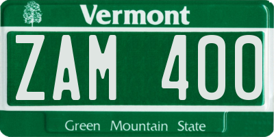 VT license plate ZAM400
