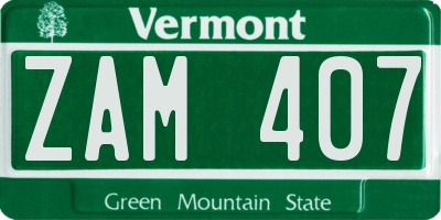 VT license plate ZAM407