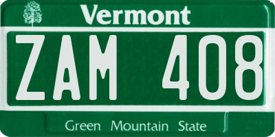 VT license plate ZAM408