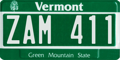 VT license plate ZAM411