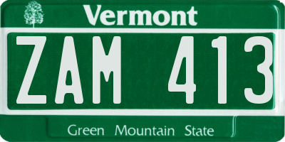 VT license plate ZAM413