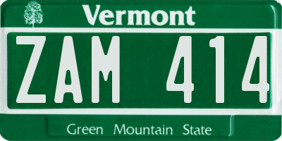 VT license plate ZAM414