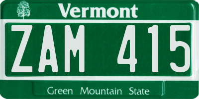 VT license plate ZAM415