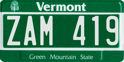 VT license plate ZAM419