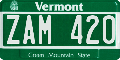 VT license plate ZAM420