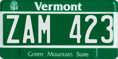 VT license plate ZAM423