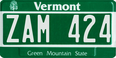 VT license plate ZAM424