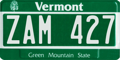 VT license plate ZAM427