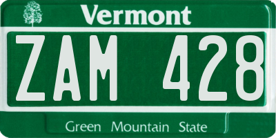 VT license plate ZAM428