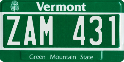 VT license plate ZAM431